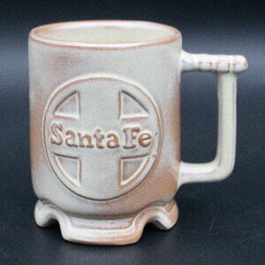 1980 Frankoma C1 Plainsman Line Footed Mug Santa Fe Railroad Eastern Division